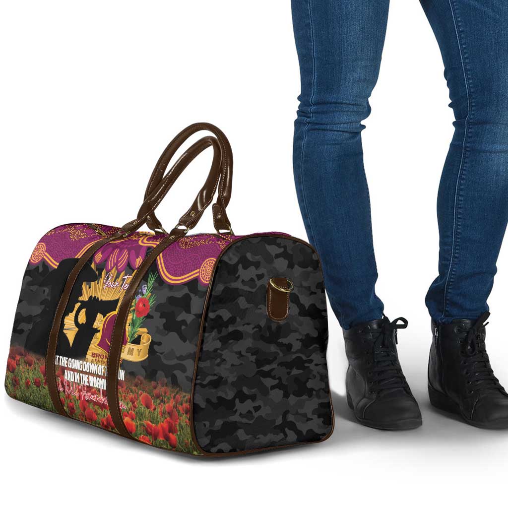 Personalised Brisbane Broncos Rugby ANZAC Day Travel Bag Last Post Poppy We Will Remember Them