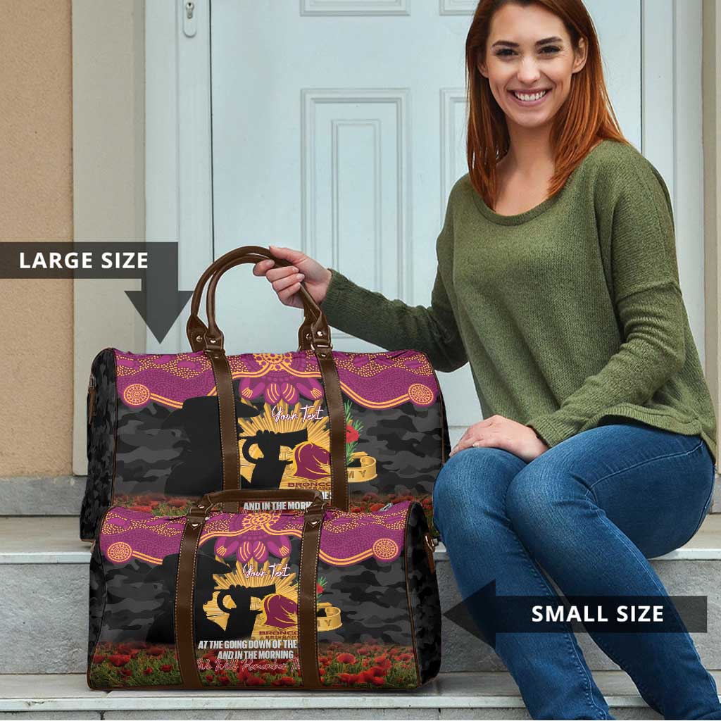 Personalised Brisbane Broncos Rugby ANZAC Day Travel Bag Last Post Poppy We Will Remember Them
