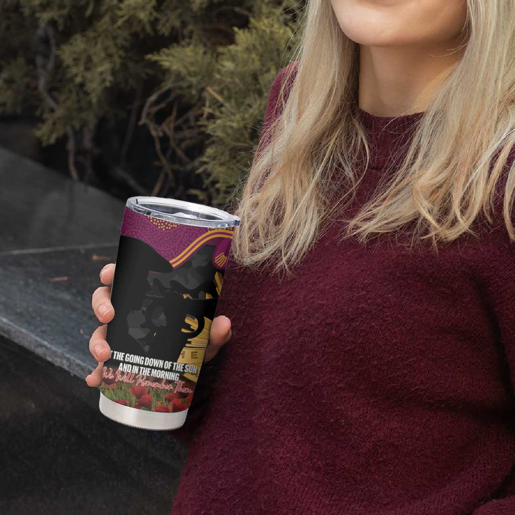 Personalised Brisbane Broncos Rugby ANZAC Day Tumbler Cup Last Post Poppy We Will Remember Them