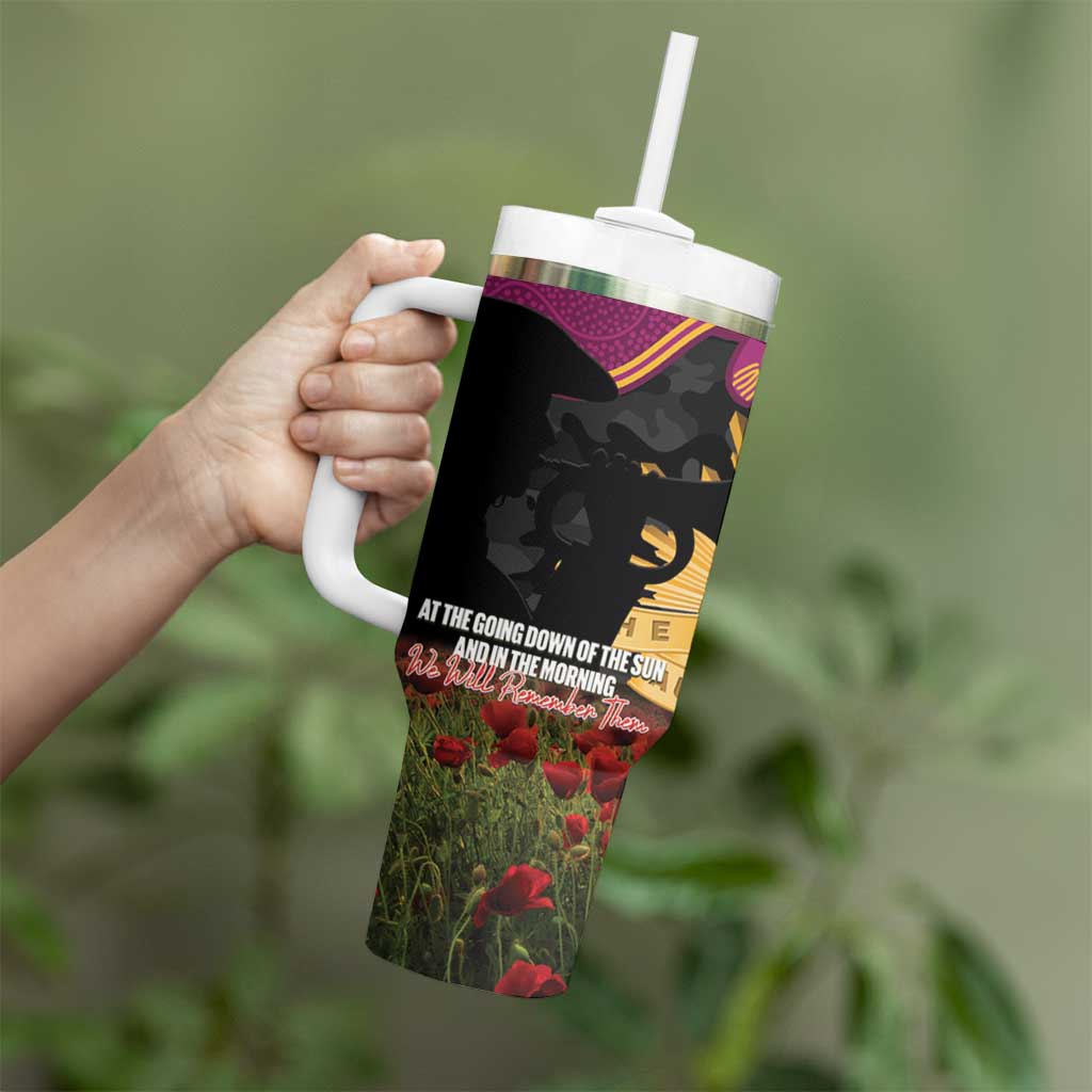 Personalised Brisbane Broncos Rugby ANZAC Day Tumbler With Handle Last Post Poppy We Will Remember Them