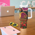 Personalised Brisbane Broncos Rugby ANZAC Day Tumbler With Handle Last Post Poppy We Will Remember Them