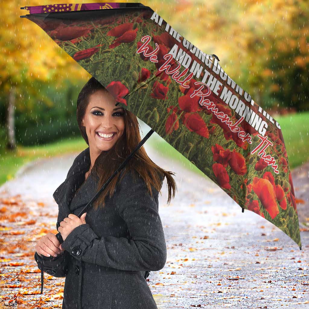 Personalised Brisbane Broncos Rugby ANZAC Day Umbrella Last Post Poppy We Will Remember Them