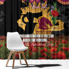 Personalised Brisbane Broncos Rugby ANZAC Day Window Curtain Last Post Poppy We Will Remember Them