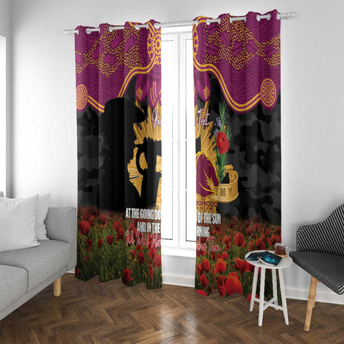 Personalised Brisbane Broncos Rugby ANZAC Day Window Curtain Last Post Poppy We Will Remember Them
