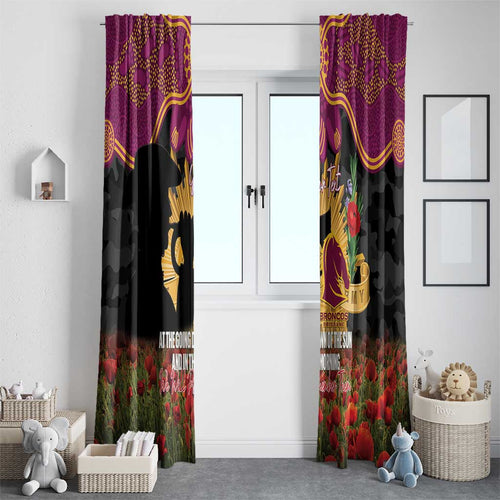 Personalised Brisbane Broncos Rugby ANZAC Day Window Curtain Last Post Poppy We Will Remember Them