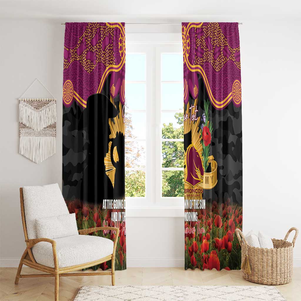 Personalised Brisbane Broncos Rugby ANZAC Day Window Curtain Last Post Poppy We Will Remember Them