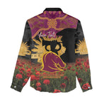 Personalised Brisbane Broncos Rugby ANZAC Day Women Casual Shirt Last Post Poppy We Will Remember Them