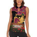 Personalised Brisbane Broncos Rugby ANZAC Day Women Sleeveless Polo Shirt Last Post Poppy We Will Remember Them