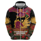 Personalised Brisbane Broncos Rugby ANZAC Day Zip Hoodie Last Post Poppy We Will Remember Them