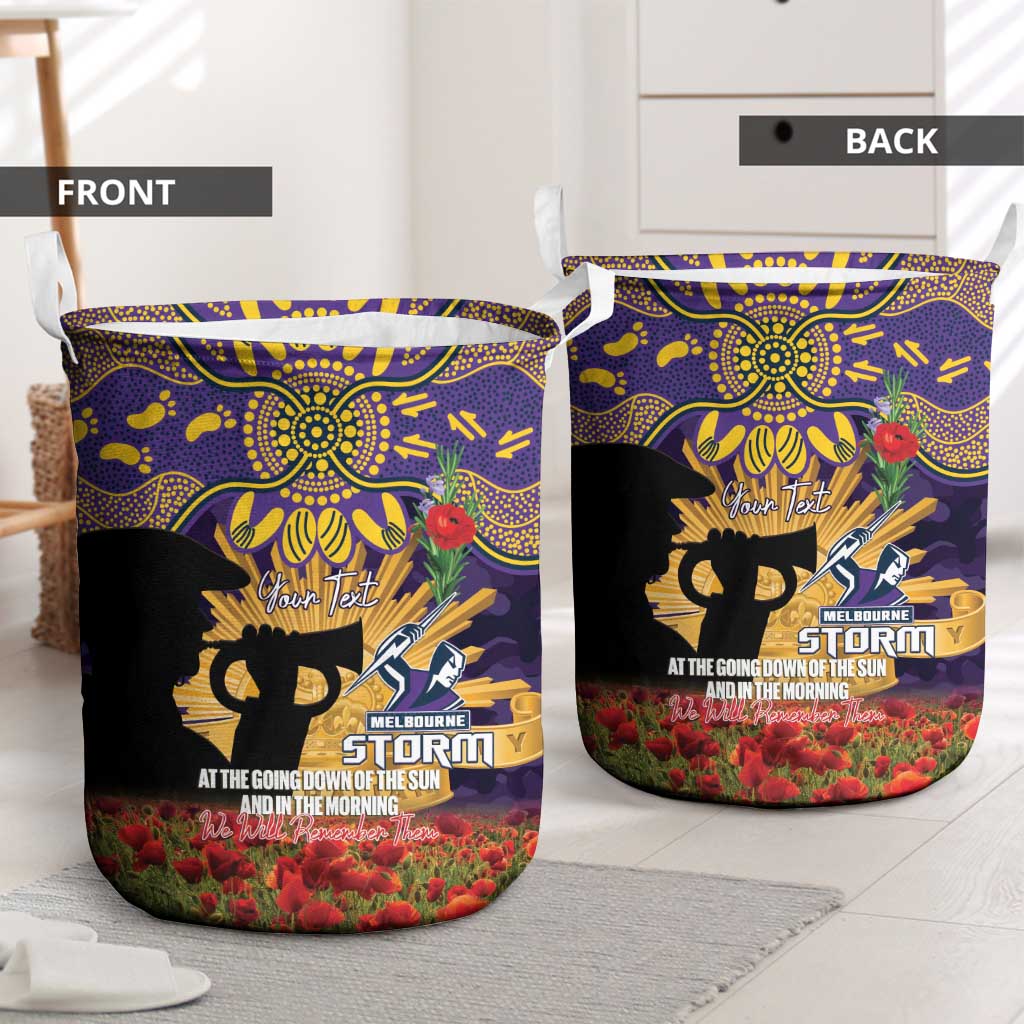 Personalised Melbourne Storm Rugby ANZAC Day Laundry Basket Last Post Poppy We Will Remember Them