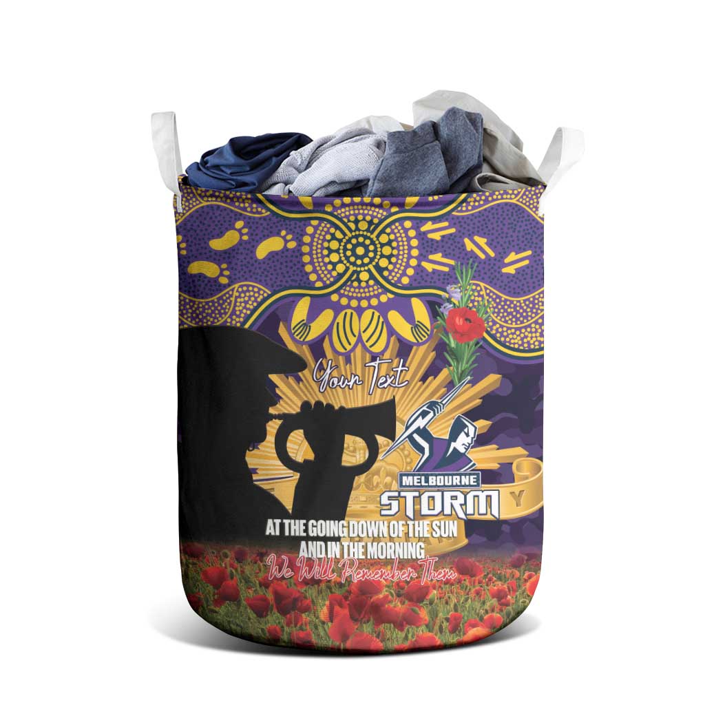 Personalised Melbourne Storm Rugby ANZAC Day Laundry Basket Last Post Poppy We Will Remember Them