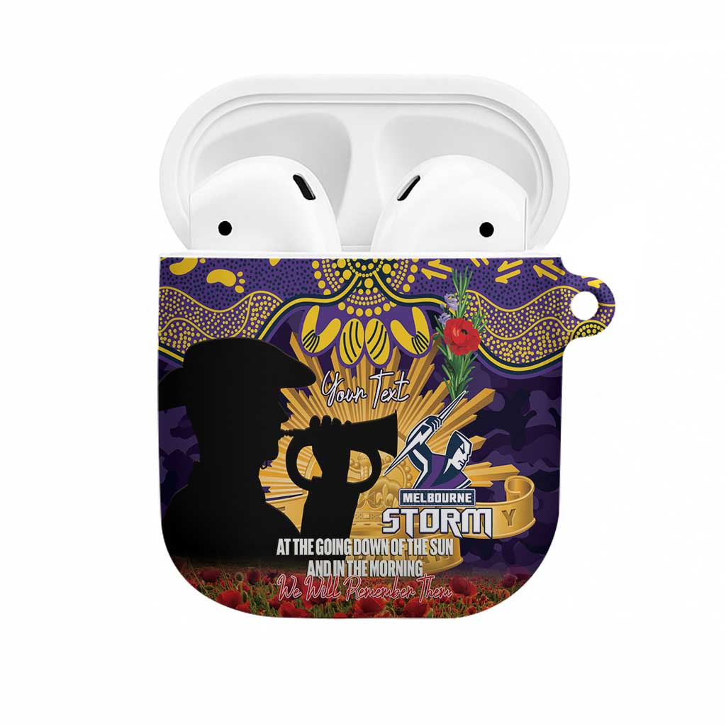Personalised Melbourne Storm Rugby ANZAC Day AirPods Case Last Post Poppy We Will Remember Them
