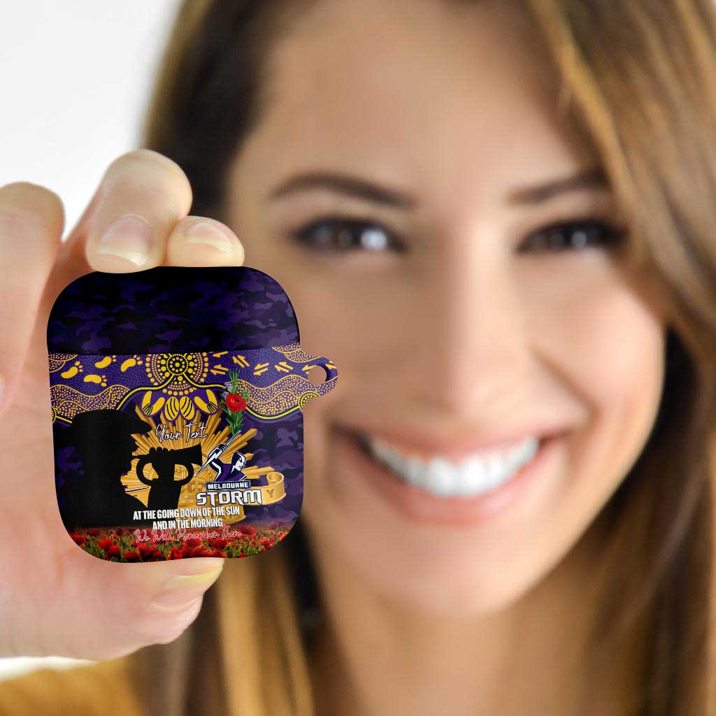 Personalised Melbourne Storm Rugby ANZAC Day AirPods Case Last Post Poppy We Will Remember Them