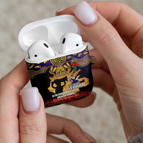 Personalised Melbourne Storm Rugby ANZAC Day AirPods Case Last Post Poppy We Will Remember Them