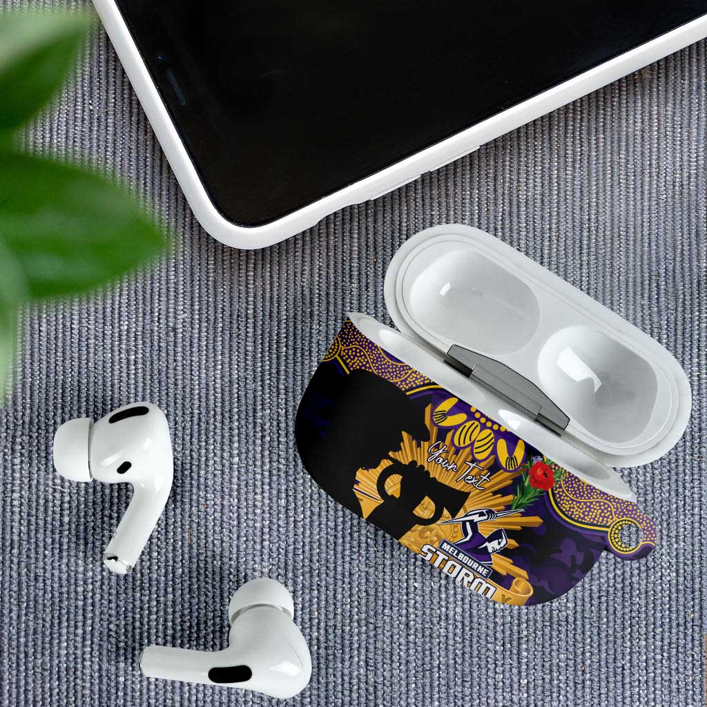 Personalised Melbourne Storm Rugby ANZAC Day AirPods Case Last Post Poppy We Will Remember Them