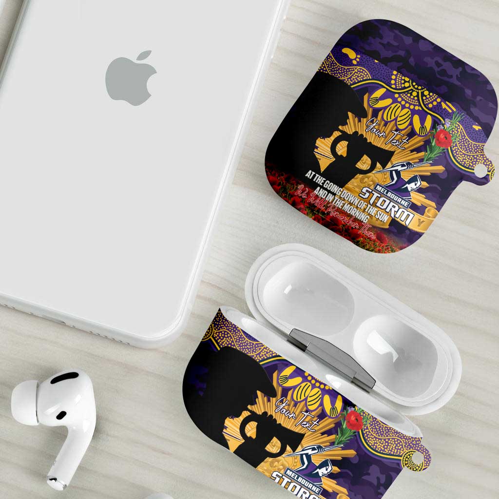 Personalised Melbourne Storm Rugby ANZAC Day AirPods Case Last Post Poppy We Will Remember Them