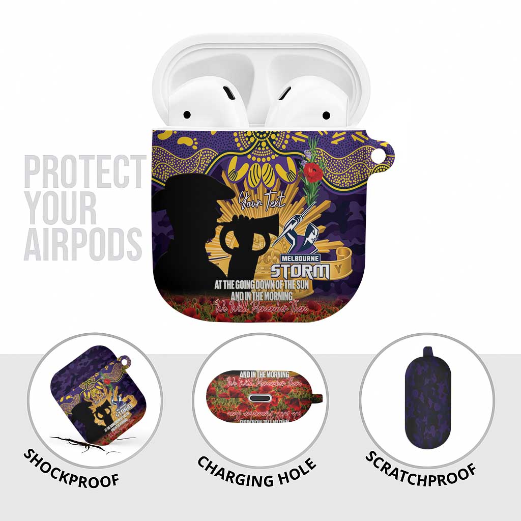 Personalised Melbourne Storm Rugby ANZAC Day AirPods Case Last Post Poppy We Will Remember Them
