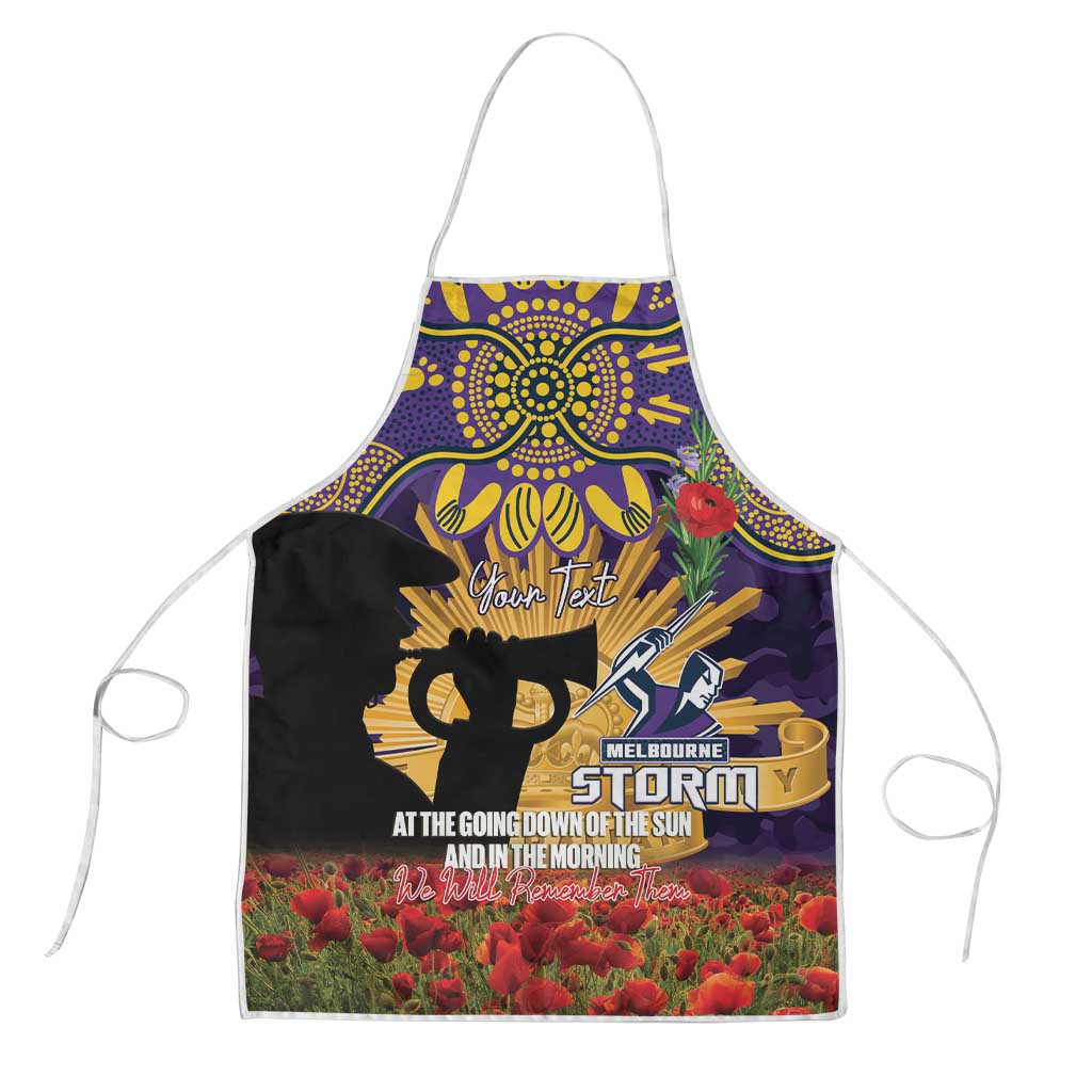 Personalised Melbourne Storm Rugby ANZAC Day Apron Last Post Poppy We Will Remember Them