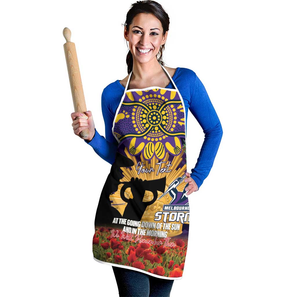 Personalised Melbourne Storm Rugby ANZAC Day Apron Last Post Poppy We Will Remember Them