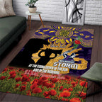Personalised Melbourne Storm Rugby ANZAC Day Area Rug Last Post Poppy We Will Remember Them