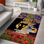 Personalised Melbourne Storm Rugby ANZAC Day Area Rug Last Post Poppy We Will Remember Them