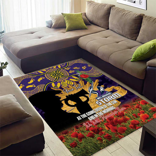 Personalised Melbourne Storm Rugby ANZAC Day Area Rug Last Post Poppy We Will Remember Them