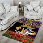 Personalised Melbourne Storm Rugby ANZAC Day Area Rug Last Post Poppy We Will Remember Them
