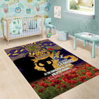 Personalised Melbourne Storm Rugby ANZAC Day Area Rug Last Post Poppy We Will Remember Them