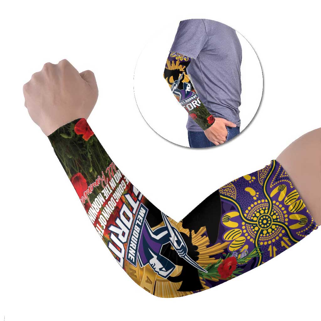Personalised Melbourne Storm Rugby ANZAC Day Arm Sleeves Last Post Poppy We Will Remember Them
