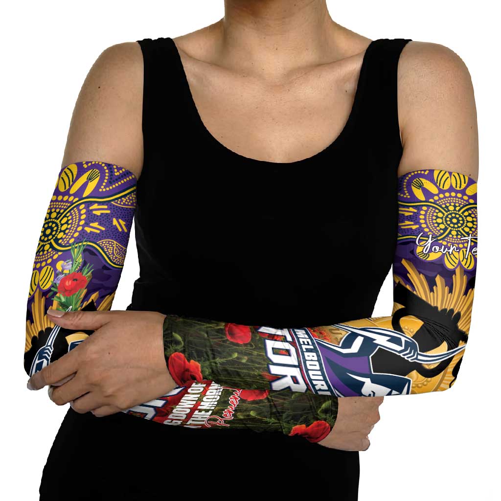 Personalised Melbourne Storm Rugby ANZAC Day Arm Sleeves Last Post Poppy We Will Remember Them