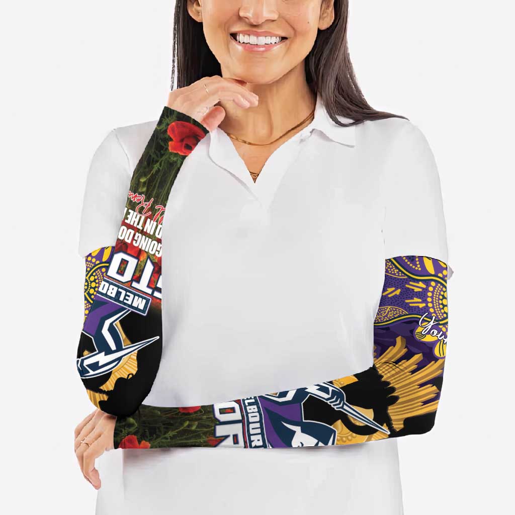 Personalised Melbourne Storm Rugby ANZAC Day Arm Sleeves Last Post Poppy We Will Remember Them