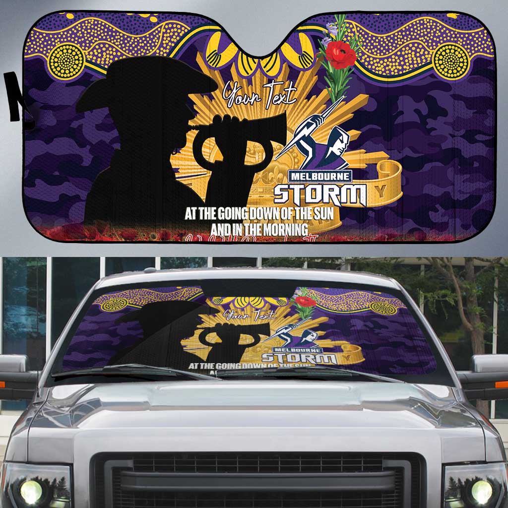 Personalised Melbourne Storm Rugby ANZAC Day Auto Sun Shade Last Post Poppy We Will Remember Them