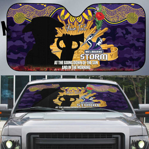 Personalised Melbourne Storm Rugby ANZAC Day Auto Sun Shade Last Post Poppy We Will Remember Them