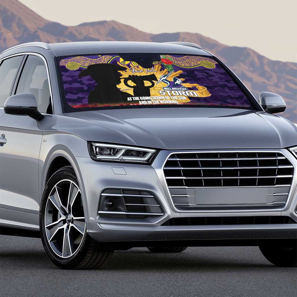 Personalised Melbourne Storm Rugby ANZAC Day Auto Sun Shade Last Post Poppy We Will Remember Them