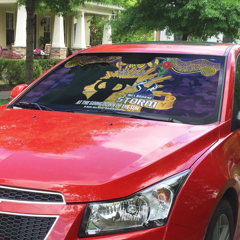 Personalised Melbourne Storm Rugby ANZAC Day Auto Sun Shade Last Post Poppy We Will Remember Them