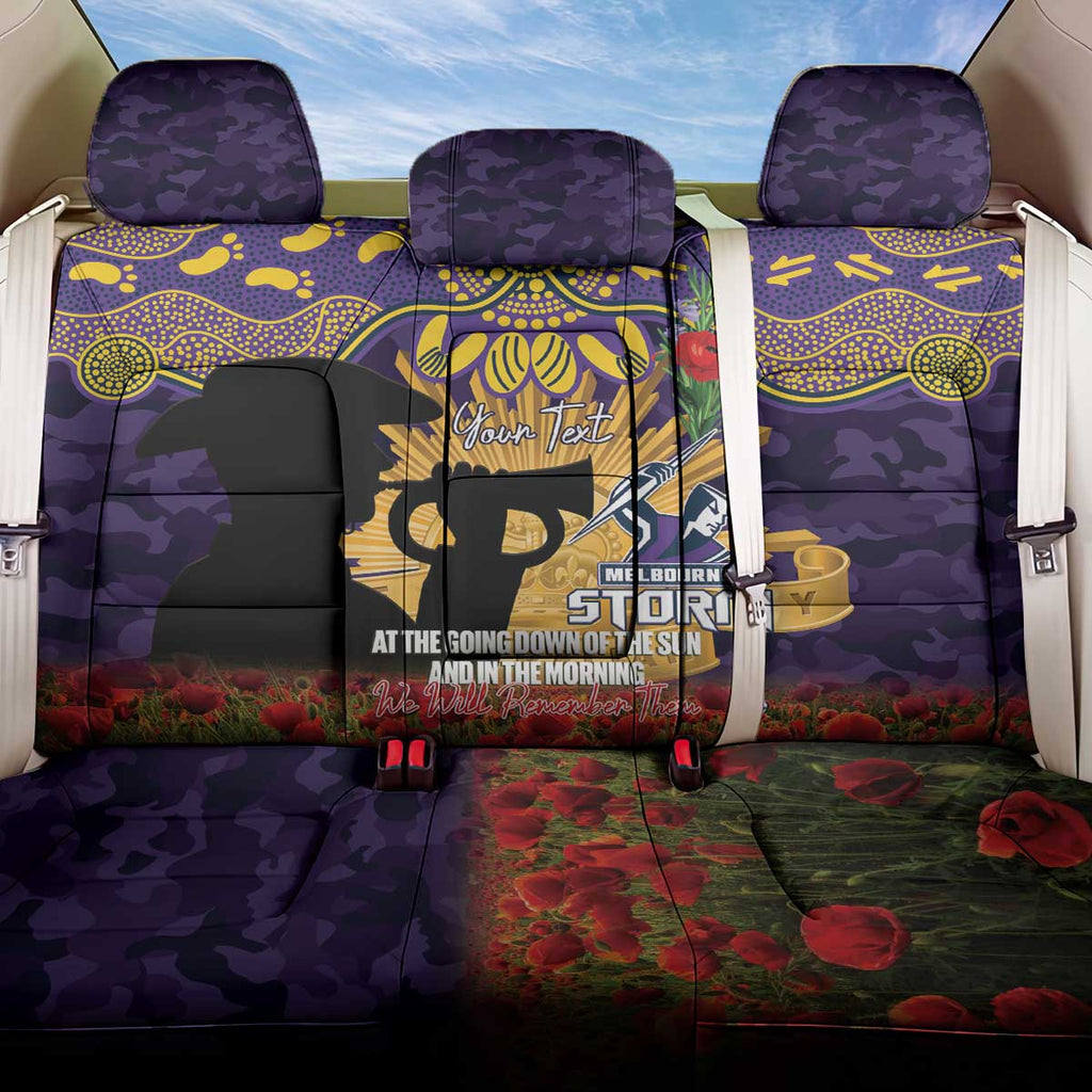 Personalised Melbourne Storm Rugby ANZAC Day Back Car Seat Cover Last Post Poppy We Will Remember Them