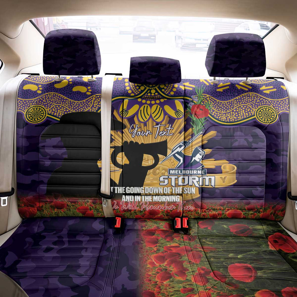 Personalised Melbourne Storm Rugby ANZAC Day Back Car Seat Cover Last Post Poppy We Will Remember Them