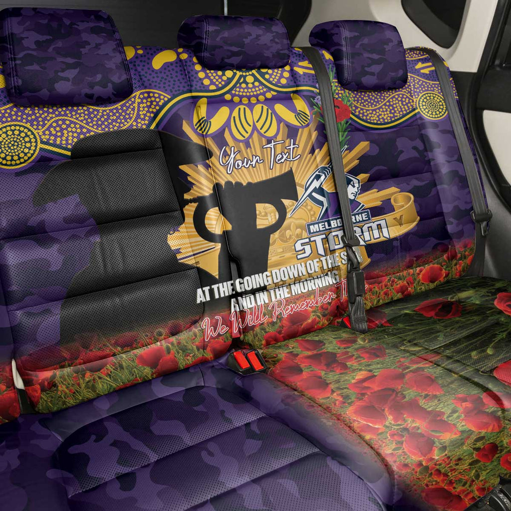 Personalised Melbourne Storm Rugby ANZAC Day Back Car Seat Cover Last Post Poppy We Will Remember Them
