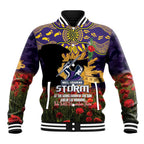 Personalised Melbourne Storm Rugby ANZAC Day Baseball Jacket Last Post Poppy We Will Remember Them