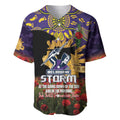 Personalised Melbourne Storm Rugby ANZAC Day Baseball Jersey Last Post Poppy We Will Remember Them