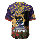 Personalised Melbourne Storm Rugby ANZAC Day Baseball Jersey Last Post Poppy We Will Remember Them