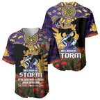 Personalised Melbourne Storm Rugby ANZAC Day Baseball Jersey Last Post Poppy We Will Remember Them