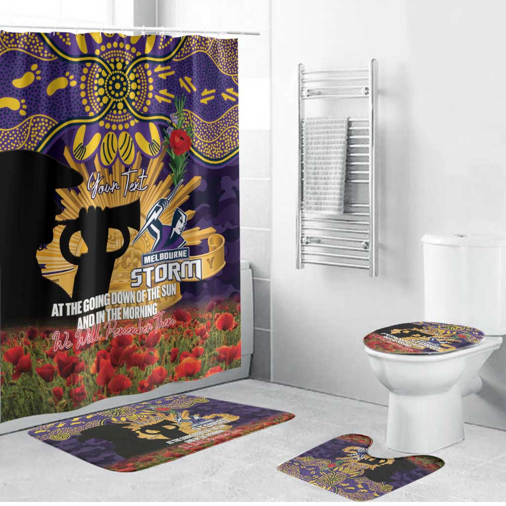 Personalised Melbourne Storm Rugby ANZAC Day Bathroom Set Last Post Poppy We Will Remember Them