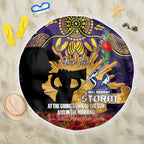 Personalised Melbourne Storm Rugby ANZAC Day Beach Blanket Last Post Poppy We Will Remember Them