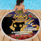 Personalised Melbourne Storm Rugby ANZAC Day Beach Blanket Last Post Poppy We Will Remember Them
