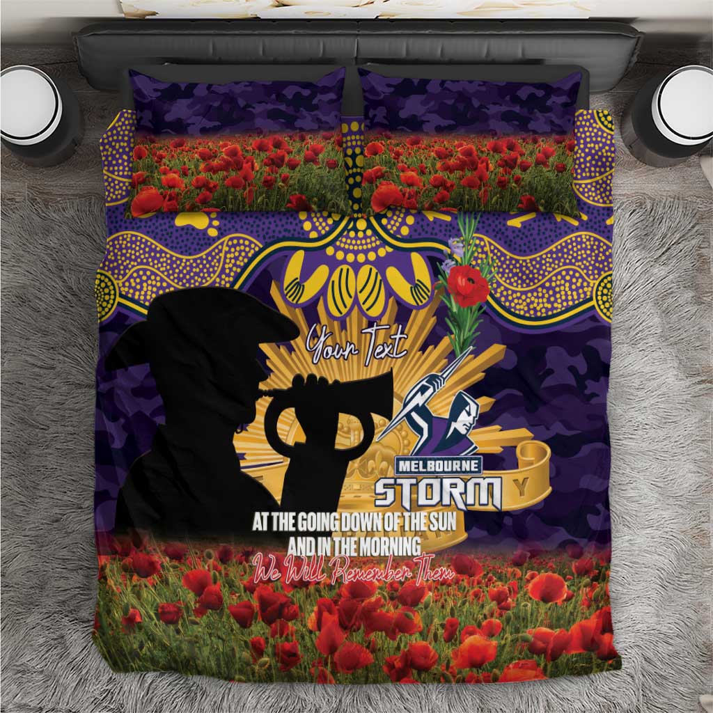 Personalised Melbourne Storm Rugby ANZAC Day Bedding Set Last Post Poppy We Will Remember Them