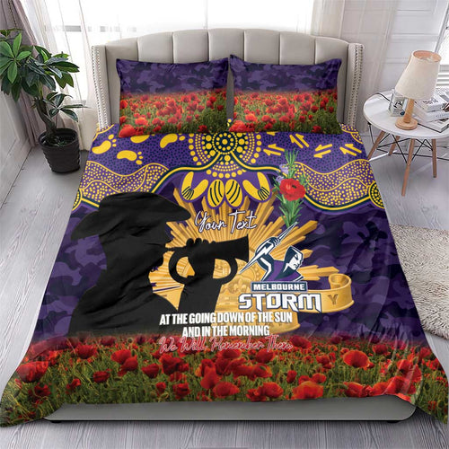 Personalised Melbourne Storm Rugby ANZAC Day Bedding Set Last Post Poppy We Will Remember Them