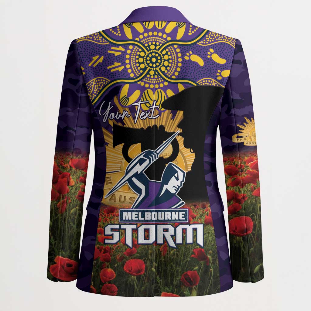 Personalised Melbourne Storm Rugby ANZAC Day Blazer Last Post Poppy We Will Remember Them