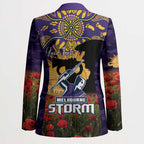 Personalised Melbourne Storm Rugby ANZAC Day Blazer Last Post Poppy We Will Remember Them