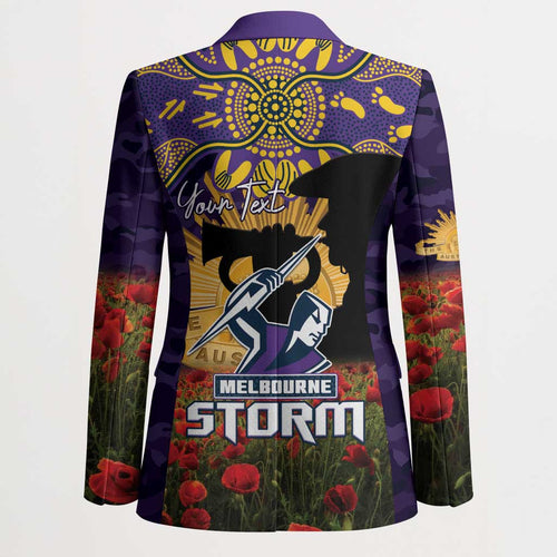 Personalised Melbourne Storm Rugby ANZAC Day Blazer Last Post Poppy We Will Remember Them